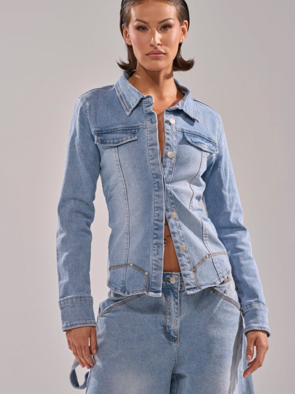 NWT SOLD OUT Akira ROCK MY WORLD DENIM BUTTON DOWN